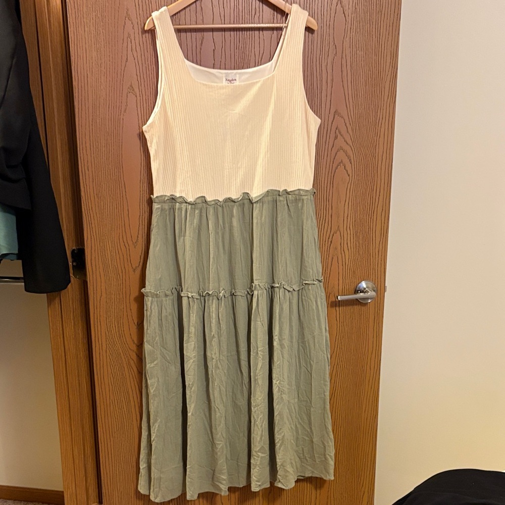 Cream and green dress
